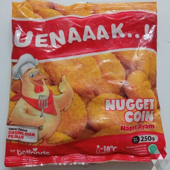 

BELFOODS Uenaaak Chicken Nugget S / Coin / Stick Naget Ayam 250 Gram - Fian Frozen Food Bandung