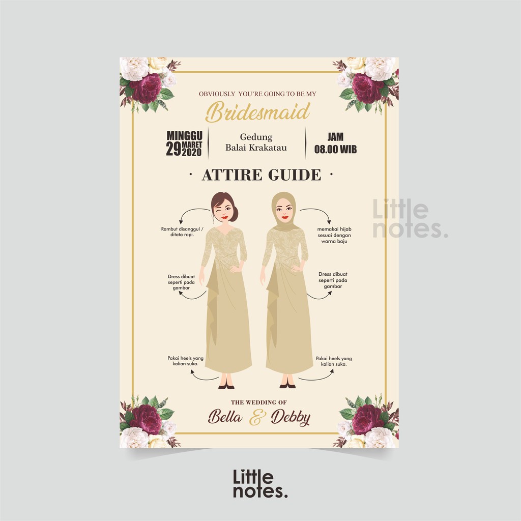 

ATTIRE GUIDE CARD / BRIDESMAID CARD