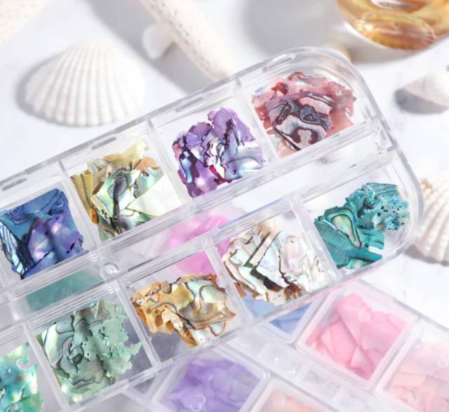 kulit kerang sea shell Nail shell kulit kerang glitter charm acc nail art nailart hiasan kuku