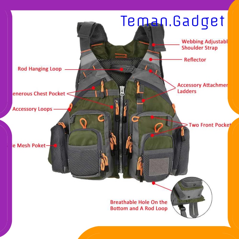 TG-IF267 LIXADA ROMPI PANCING FISHING LIFE JACKET MULTI SLOT - GDS09