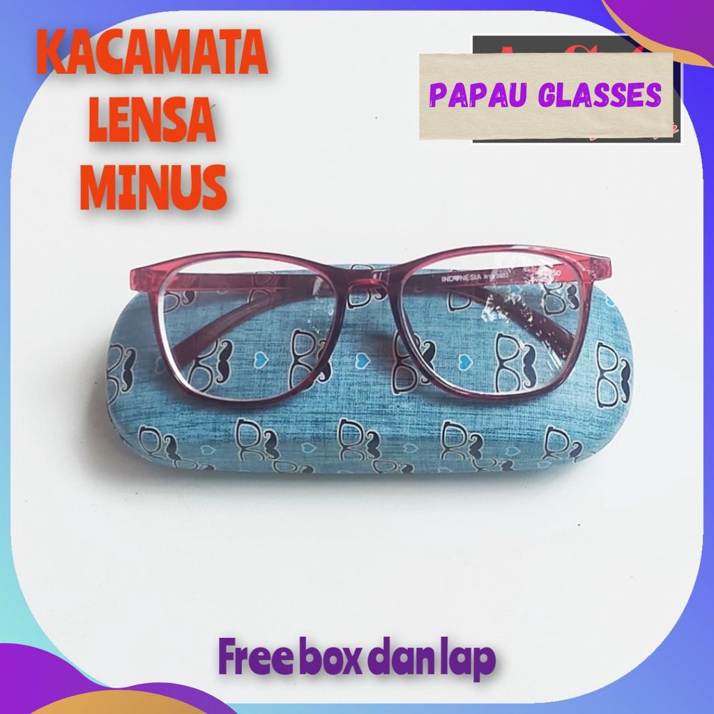 COD... Kacamata MINUS Rabun Jauh Frame Kotak Ukuran dari -0.50 s/d -4.00 Vintage Style Korean Free box &amp; lap