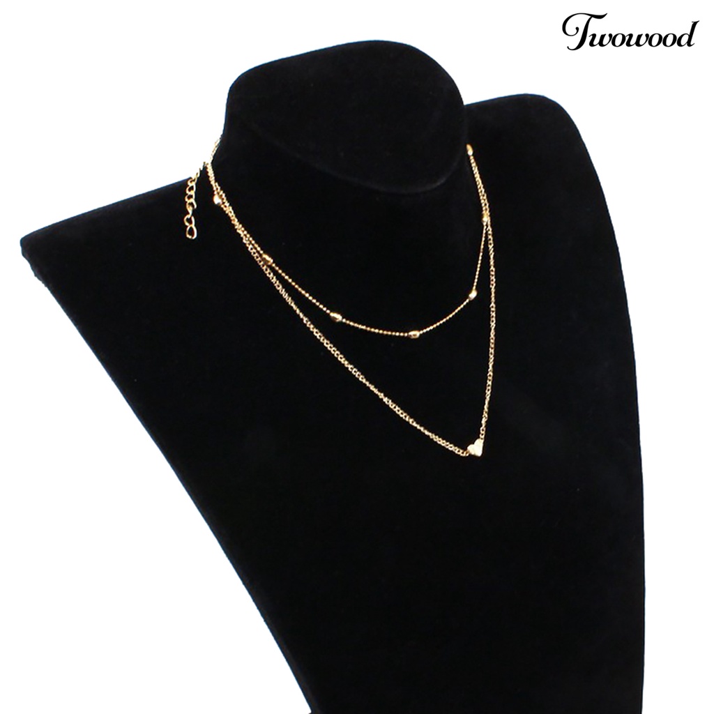 Kalung Choker Rantai Multilayer Aksen Manik-Manik Hati Untuk Wanita