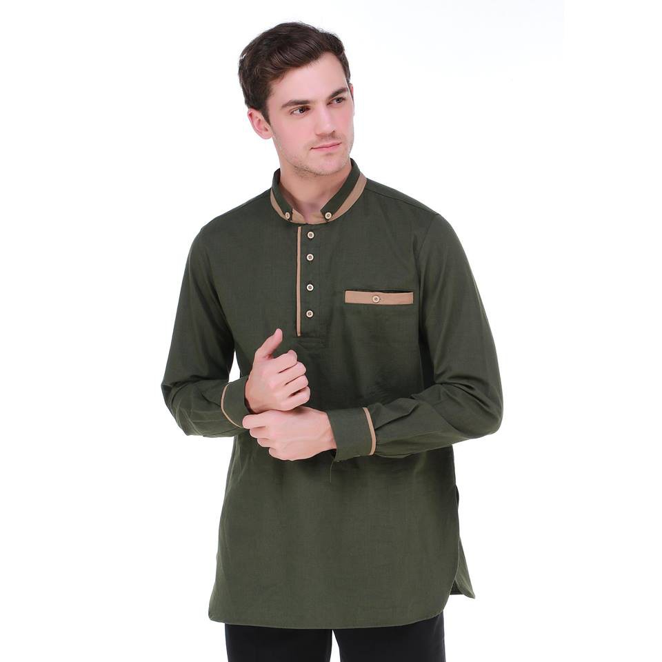  Baju  Koko  Habib Warna Hijau  Army  Fashion gamis Muslim 