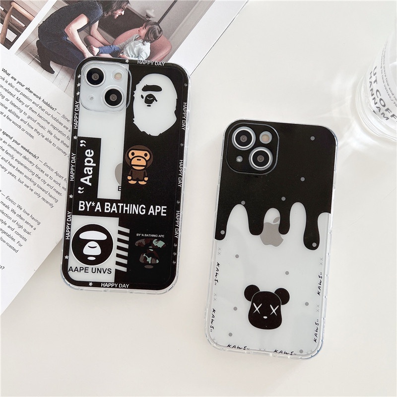 Violent bear Joint name Ape man Phone Case iPhone 11 12 13 Pro Max 7 8 Plus X XR XS transparent Straight edge Soft TPU Casing