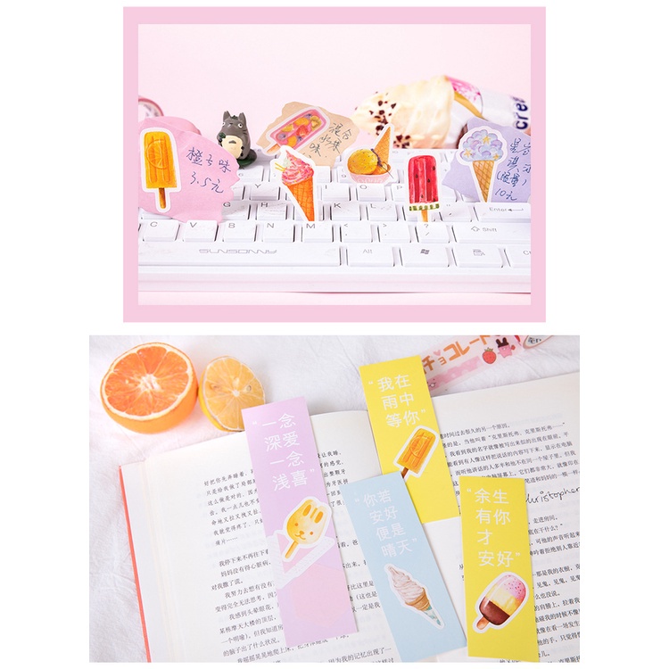 46pcs/set Colorful Ice Cream Shape Paper Stickers For Refrigerator/Computer Decoration