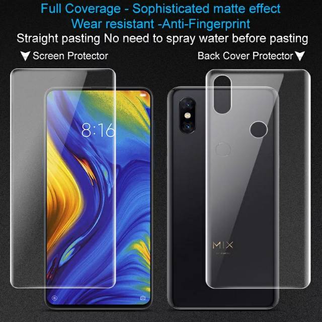 Hydrogel Xiaomi Mi Mix 1 / 2 / 2s / 3 Screen Protector Depan Belakang Full Cover