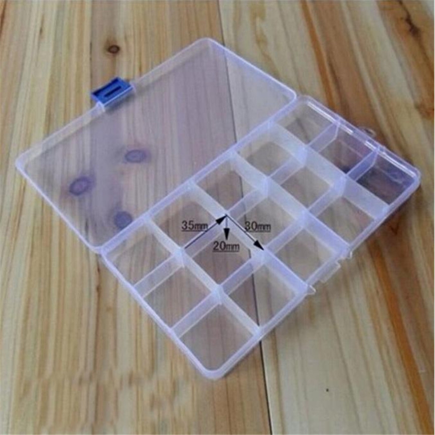Kotak Wadah Dengan Model 15-kompartemen Dan Bahan Plastik Untuk Organizer Perhiasan Cincin/Manik-Manik