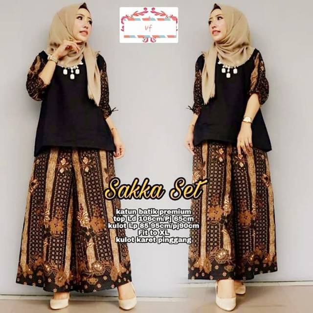 Batik Set Wanita Atasan Blouse Dan Bawahan Celana Kulot Saika Set Shopee Indonesia