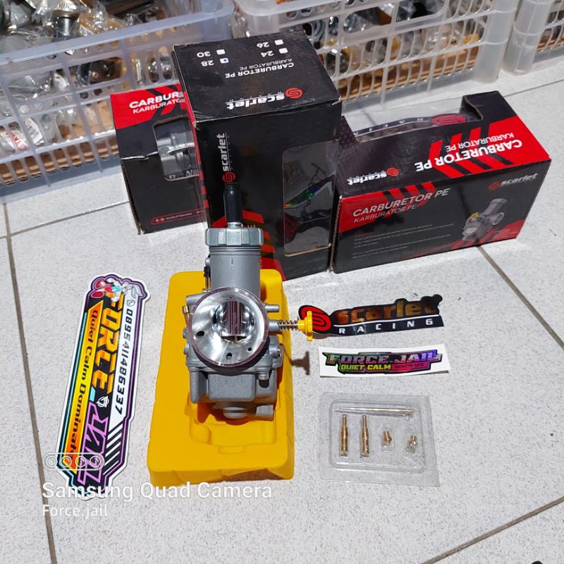 karburator pe 24 26 28 scarlet racing KARBU PE 24 SCARLET ORIGINAL dobel main jet pilot jet dan jarum skep-2