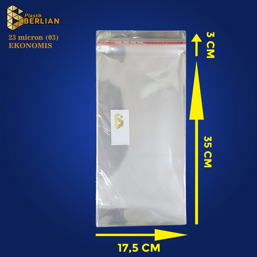 

17,5 x 35 cm Plastik OPP EKONOMIS 23micron (100 lbr) (lem/seal)