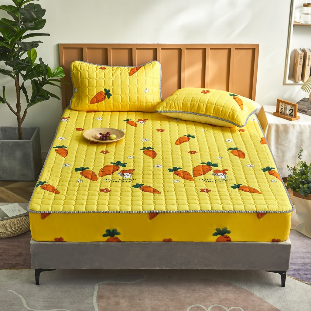 Sprei Waterproof / Anti Air Ukuran 180X200 Tinggi 25 cm, pilihan-Carrot Yellow