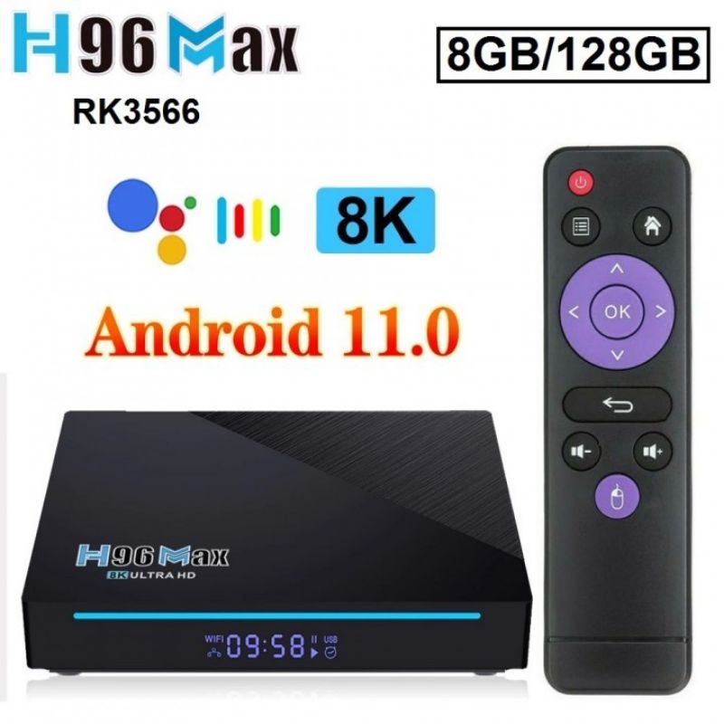 Tv Box Android H96 MAX RK3566 Resolusi 8K UHD RAM 8GB ROM 128GB