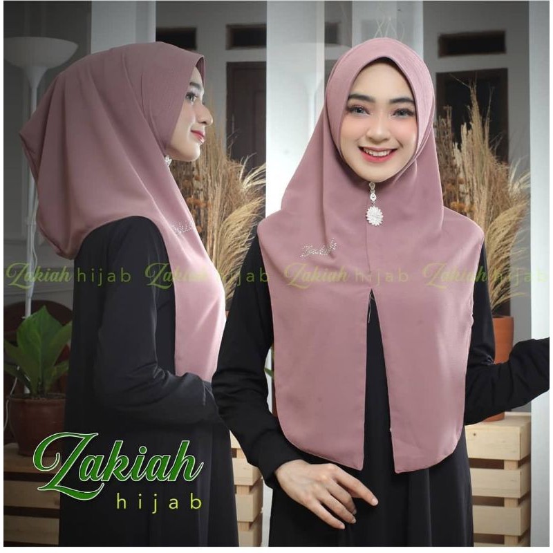 Jilbab Hijab Bergo Hoodie Ceruty Polos Ori Zakiah