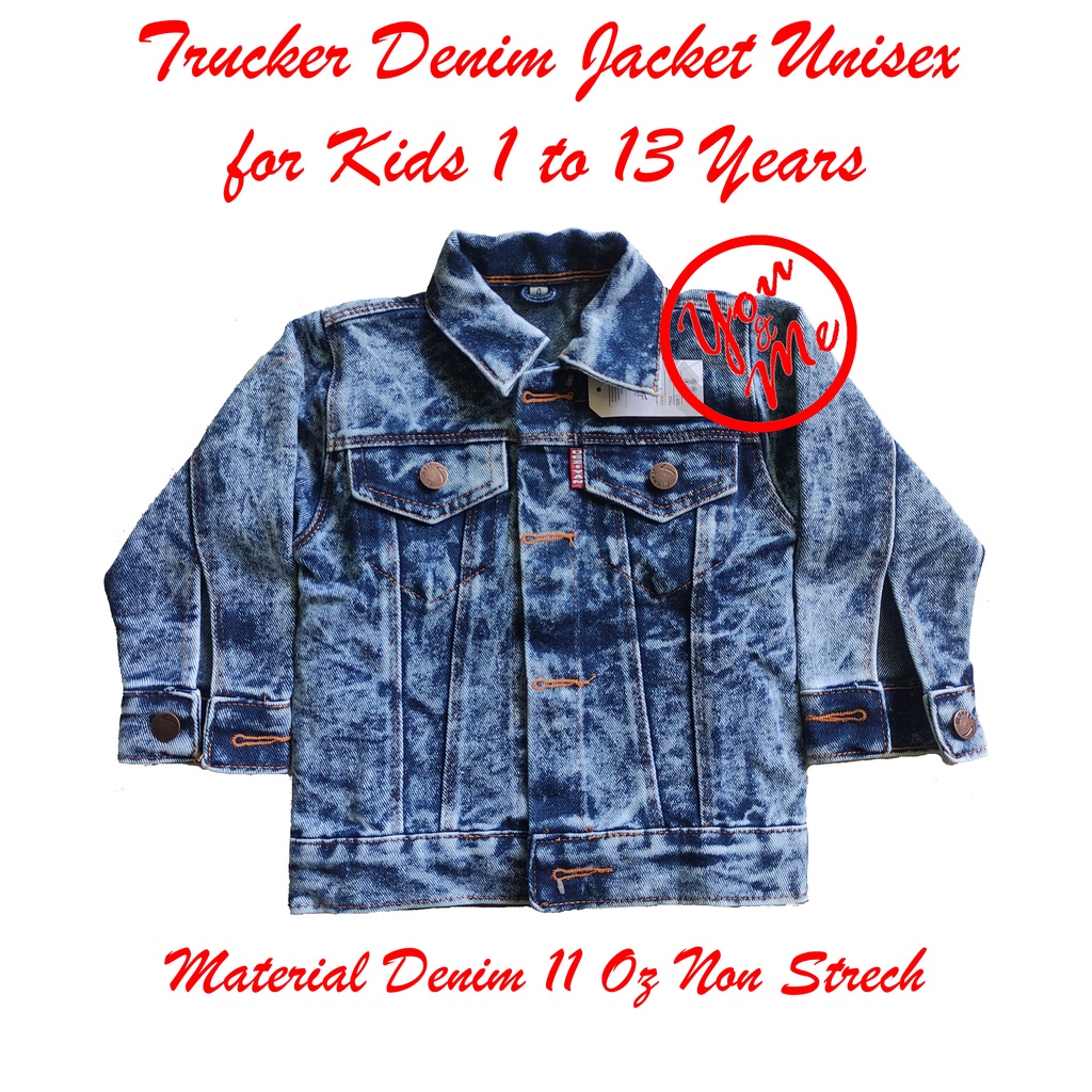 trucker denim jacket jaket jeans anak jaket denim anak unisex laki laki perempuan pria wanita cowok 