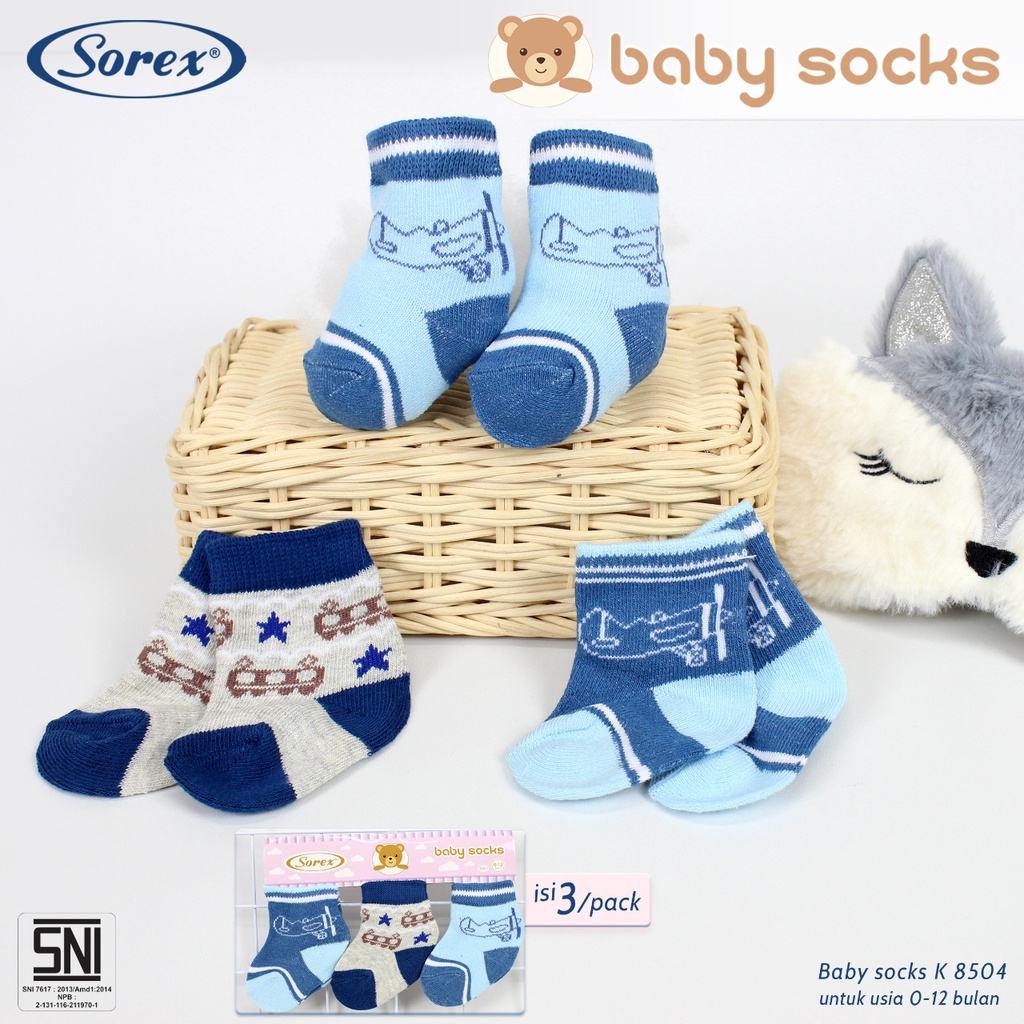 (3pcs) Kaos Kaki Bayi Sorex K5401 K8502 K8503 K8504 K8505 Baby Socks Laki Laki / Cowok |jcs