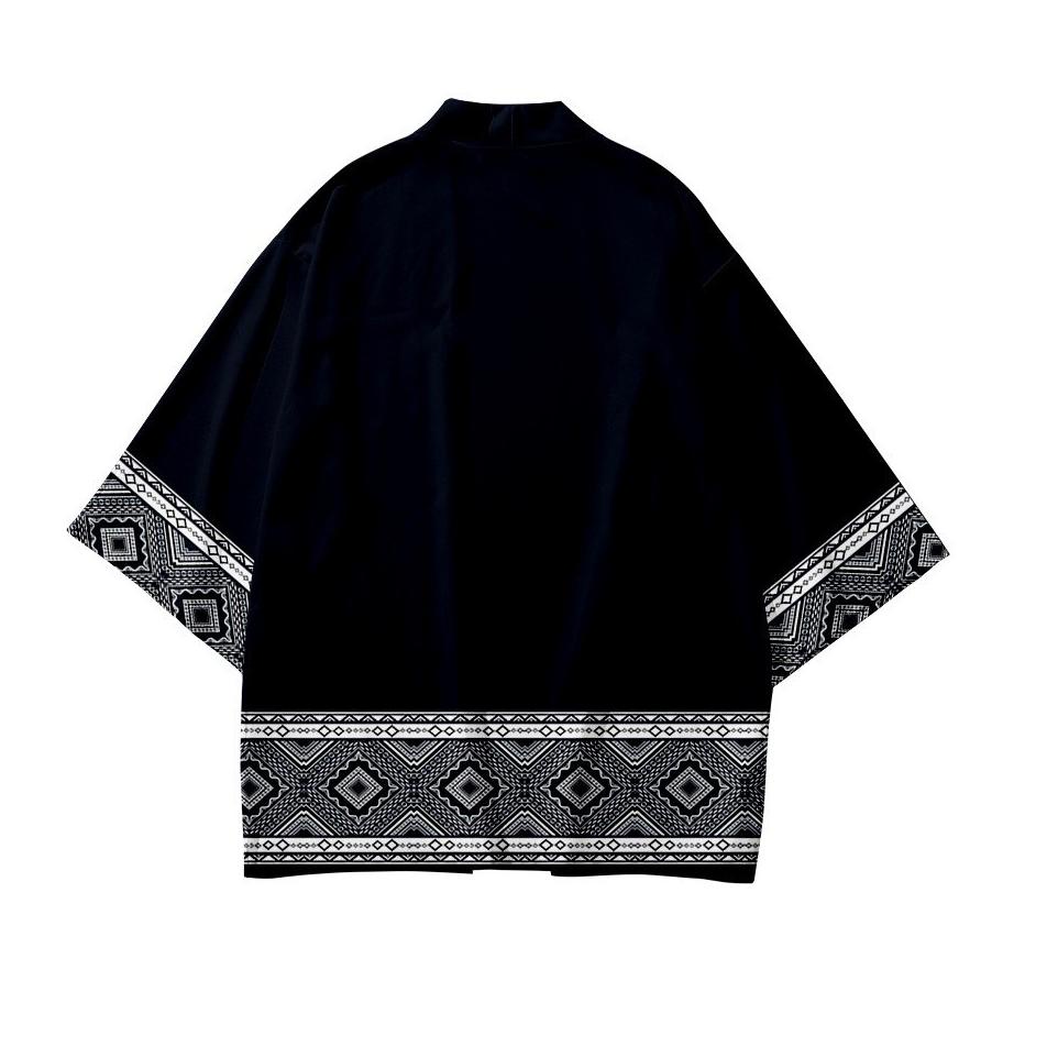 Stock banyak HAORI KIMONO KARDIGAN PRIA JEPANG OUTERWEAR CASUAL MOTIF BATIK 89A