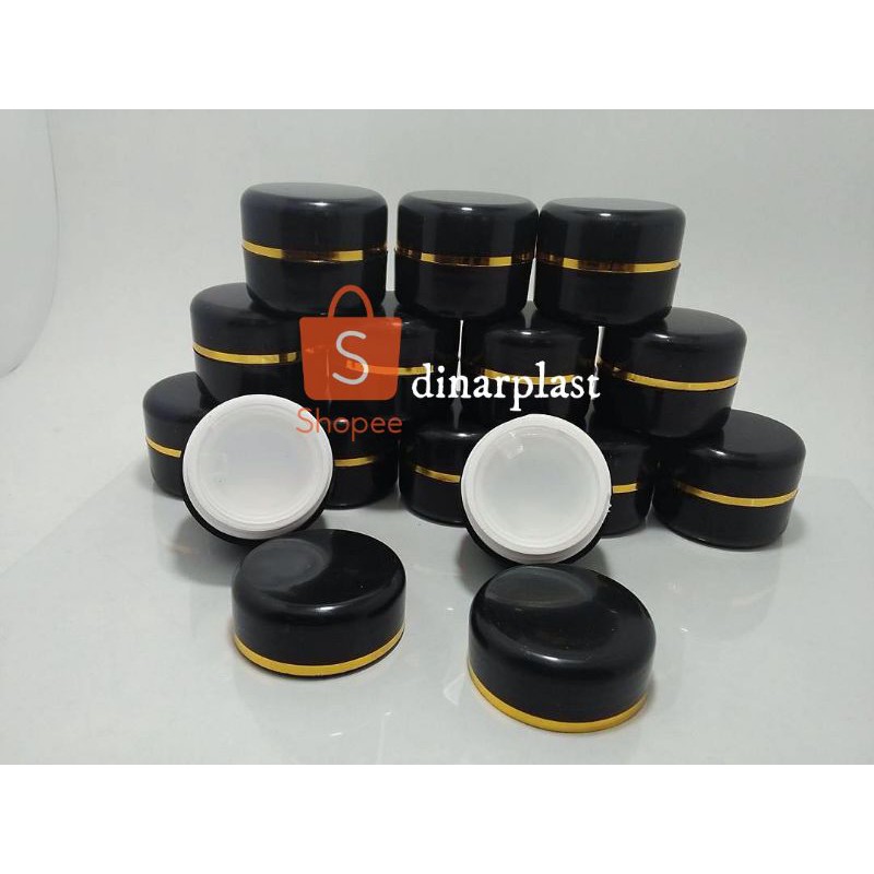 Pot cream PP hitam list gold