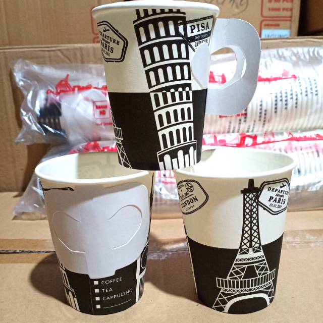 Paper Cup 9oz + Handle / Gelas Kertas Pegangan Gagang / Cup Kopi Panas
