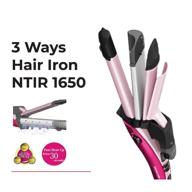 Tescom catokan pengeriting rambut - 3 ways hair iron NTIR1650