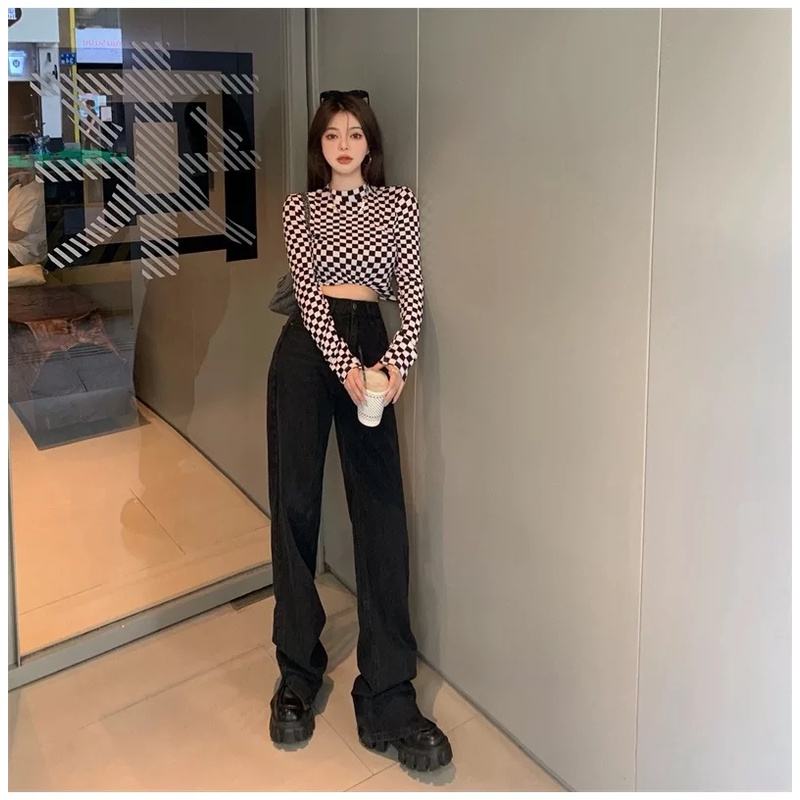 TREXUS - ZGW OOTD Kaos Longsleeve wanita JAMIA / Longsleeve KOTAK Catur (LD 88, P 40) / Atasan Kaos 