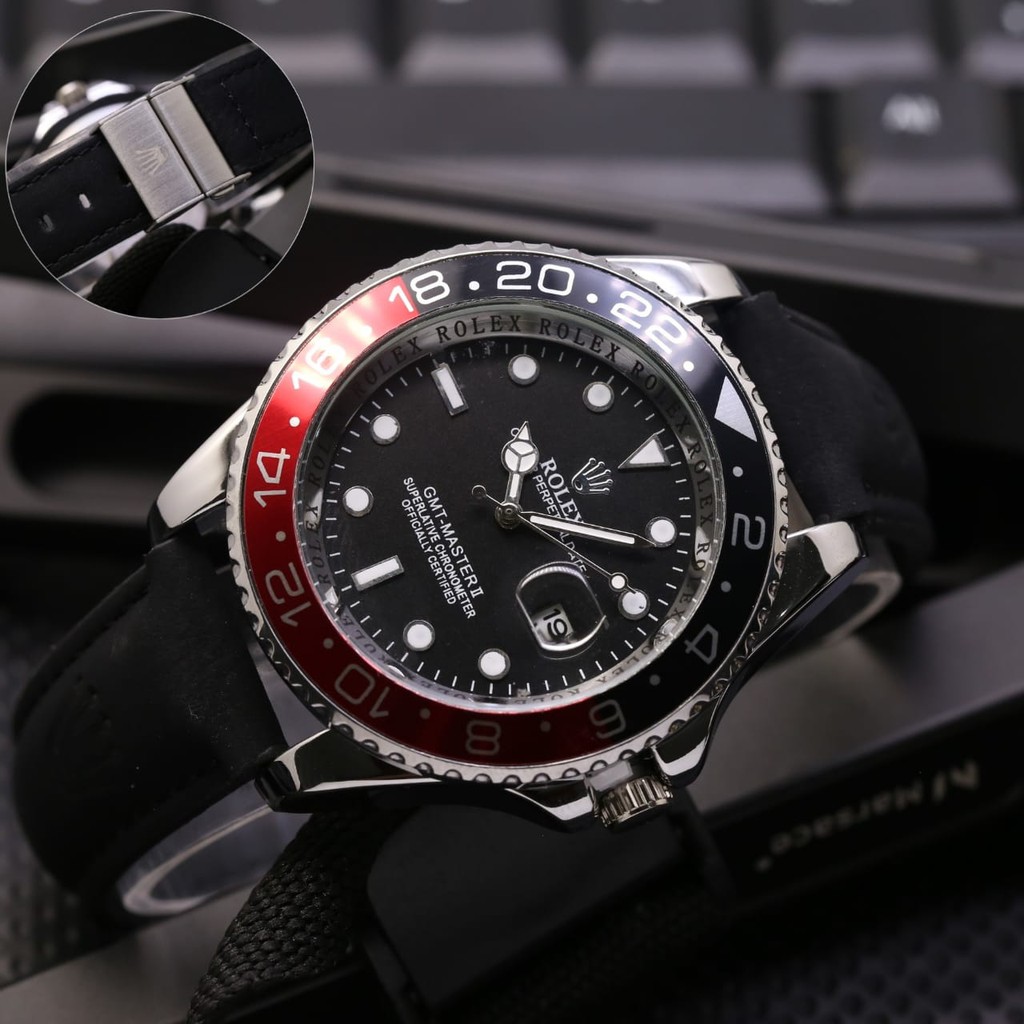 JAM TANGAN PRIA ROLEX TANGGAL AKTIF TALI KULIT