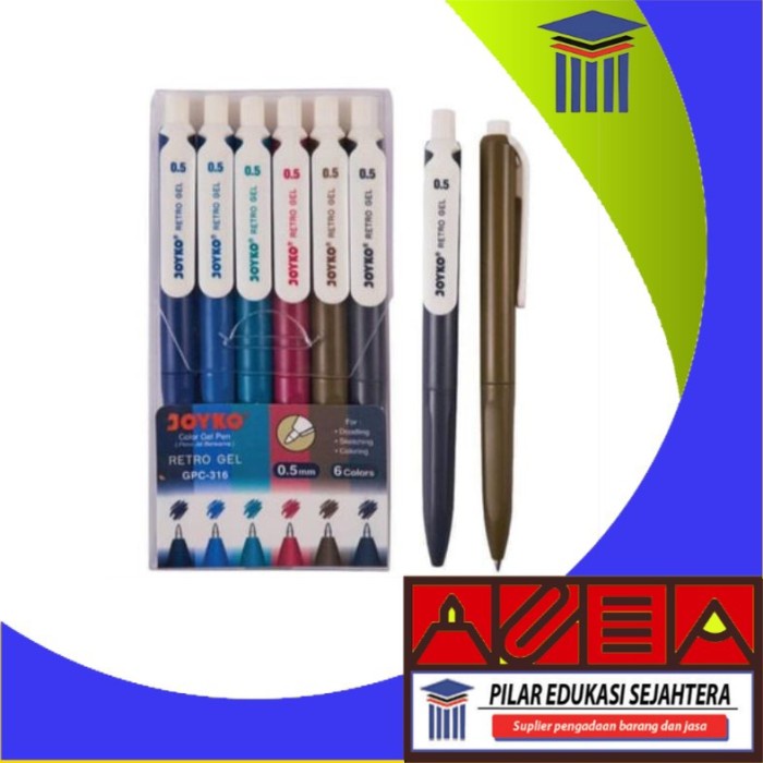 

PULPEN / BOLPEN / BOLPOINT GEL JOYKO 6 WARNA GPC-316 RETRO MURAH