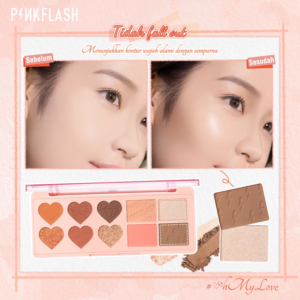 PINKFLASH Multiple Face Palette Eyeshadow &amp; Blush &amp; Highlighter &amp; Contour 4 in 1 #OhMyLove