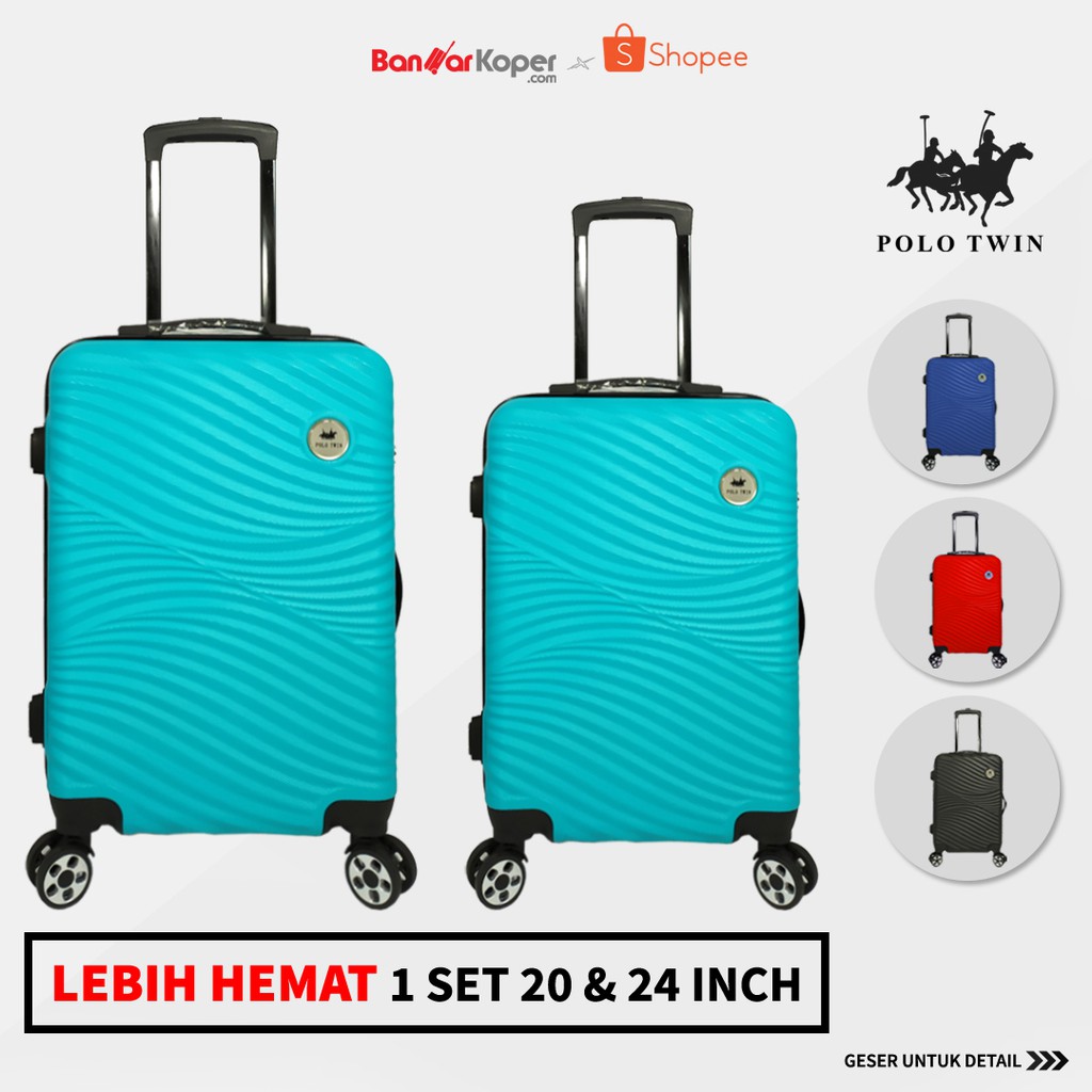 Tas Koper Polo Twin 1663 Satu Set Koper 20 & 24 Inch Hardcase Fiber ABS