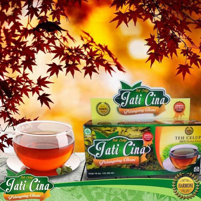 Teh Celup Daun Jati Cina Harmoni Pelangsing 100% Alami 1 Box Isi 20 Sachet