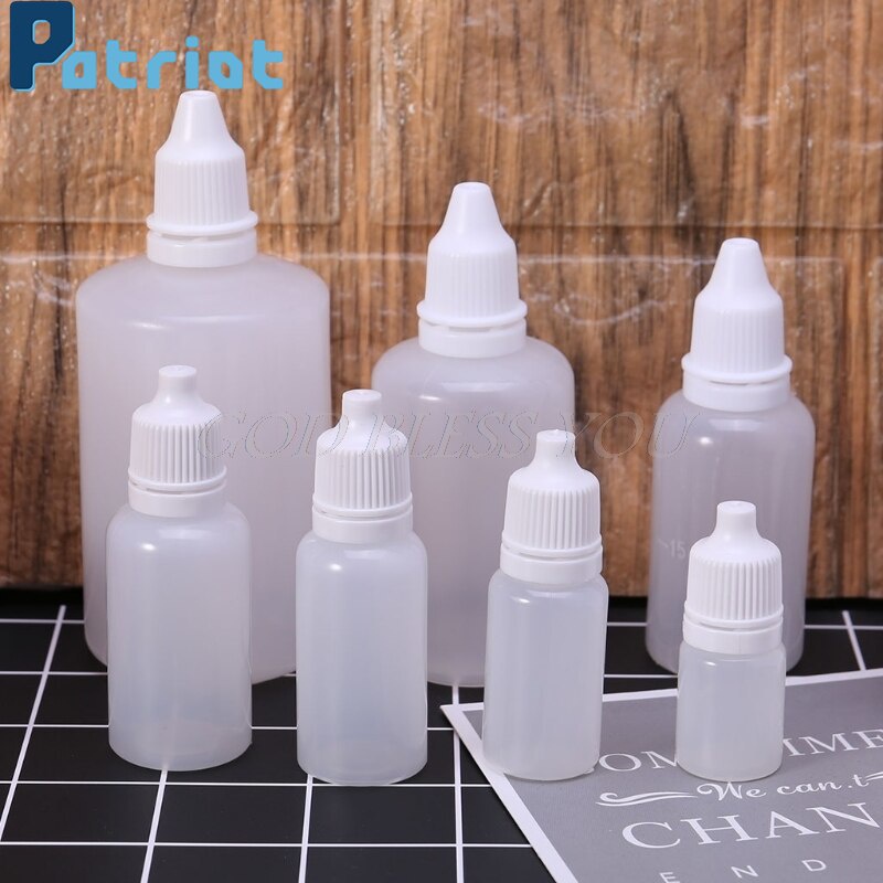 5/10/15/20/30/50/100ml Plastic Squeezable Empty Eye Liquid Dropping Bottles Container Eye Drop Accessory