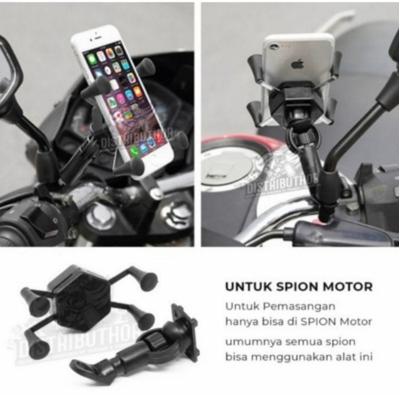 Holder HP Spion Motor X Grip Handphone Stand GPS Original