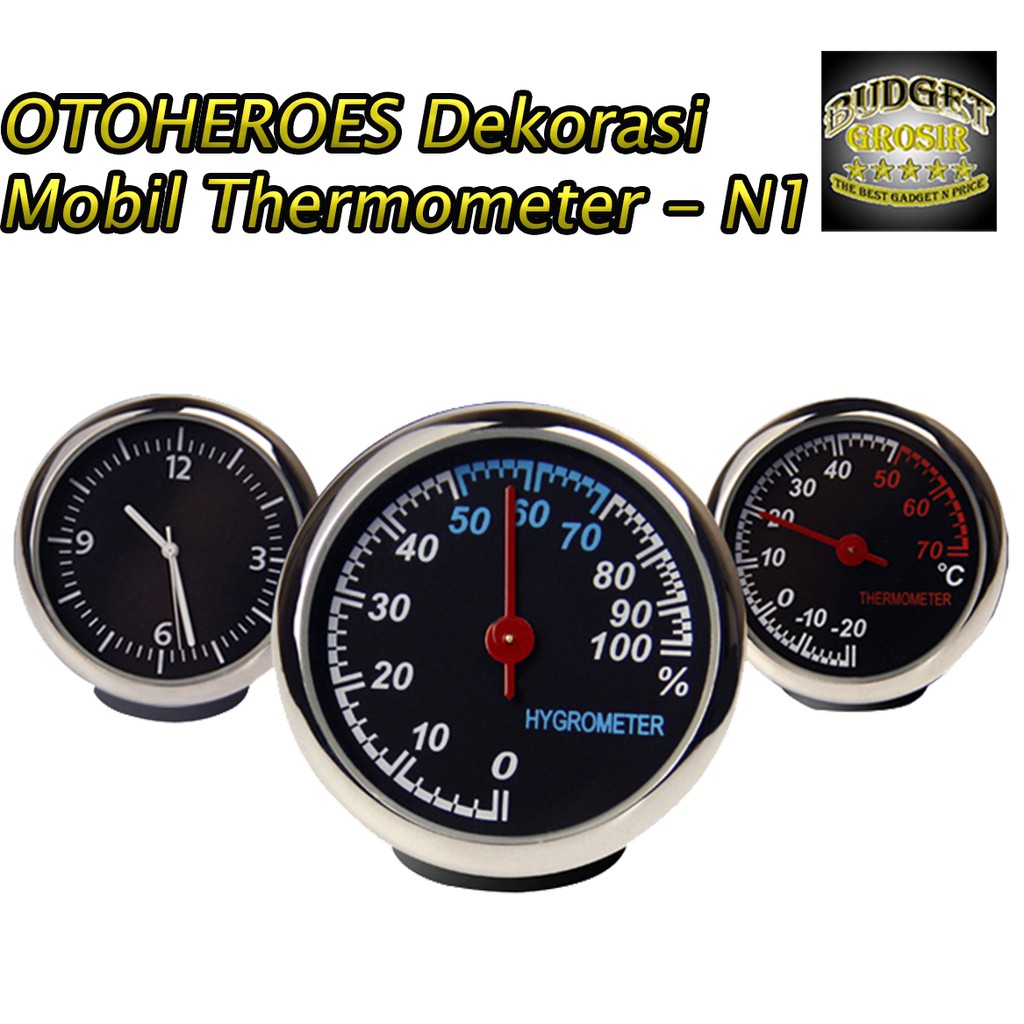 Dekorasi Mobil Thermometer - N1 - Black--OTOHEROES