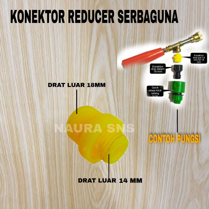 Soket Konektor 18mm Drat Luar Ke Drat 14mm