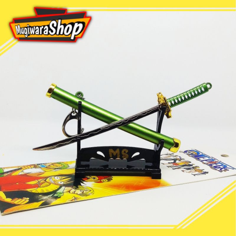 Keychain Pedang Hijau Zoro Anime One Piece Gantungan Kunci Miniatur Action Figure Kartun Yakuza
