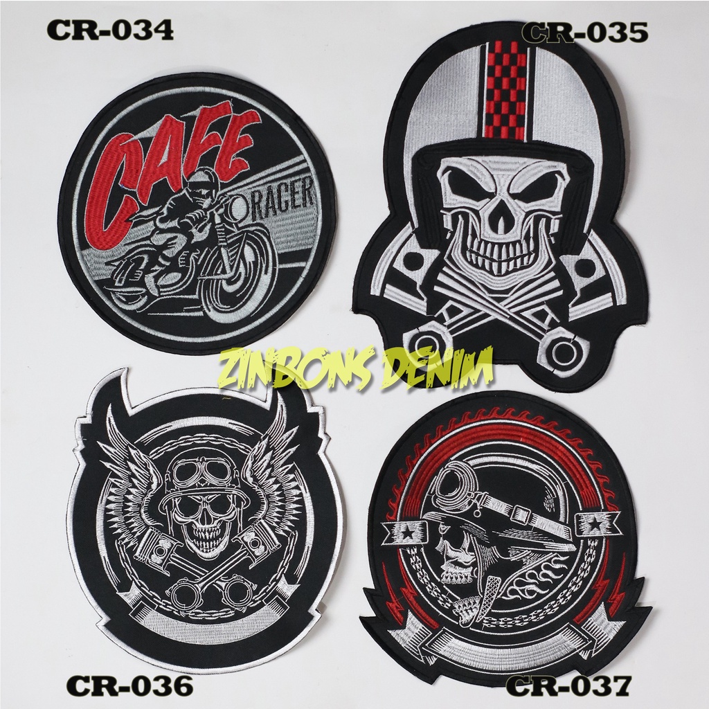 Back Patch Chopper emblem bordir cafe racer patch bordir emblem cocok di aplikasi kan ke jaket jeans dan outpit