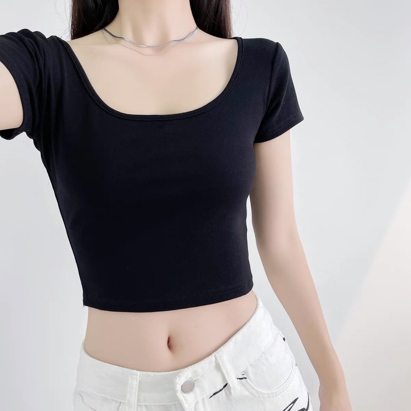 S - XL LMB NIUZIMEI ROUND NECK CROPTOP KAOS WANITA