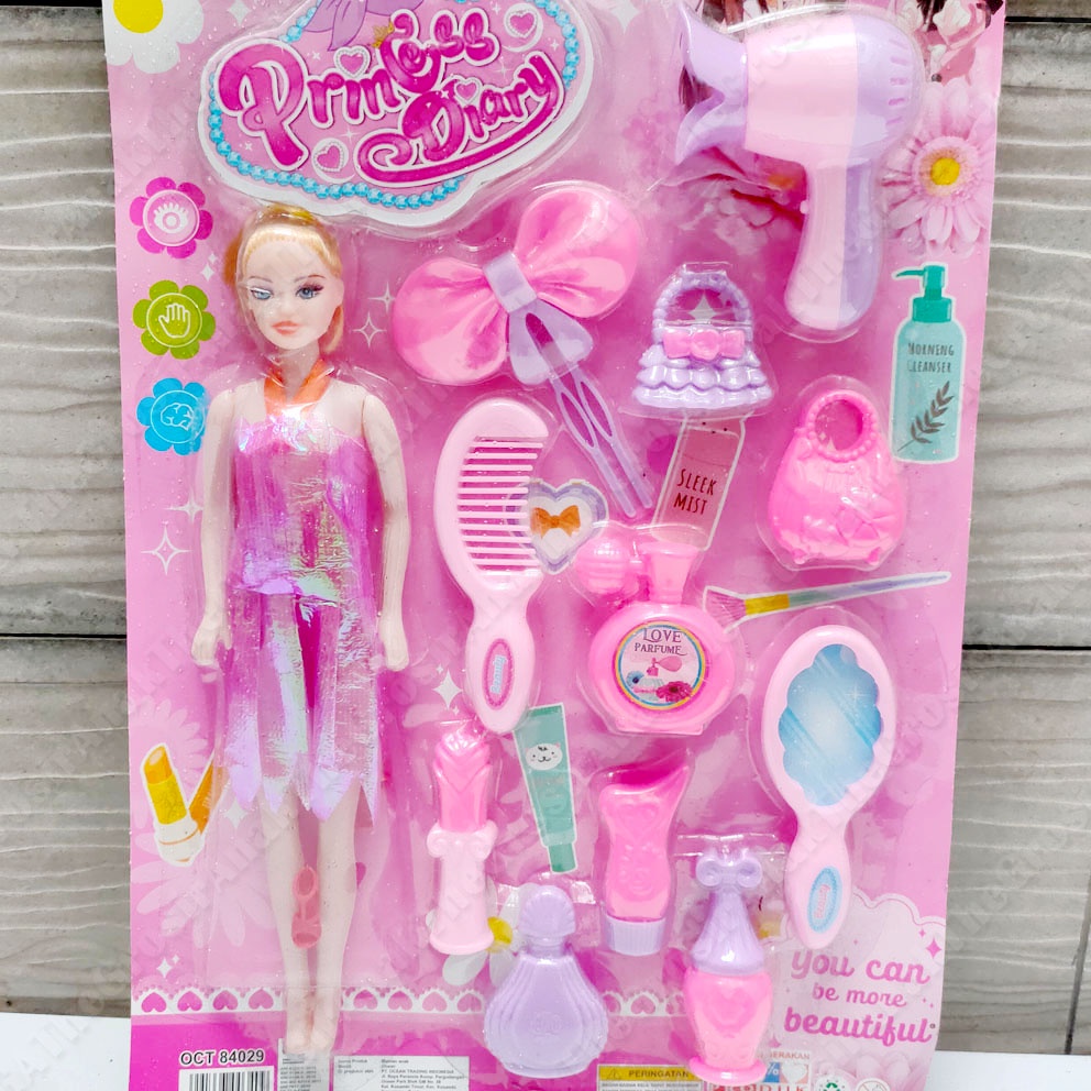 BONEKA BERBIE PRINCESS DIARY MAINAN SALON HAIR DRYER SISIR JEPIT