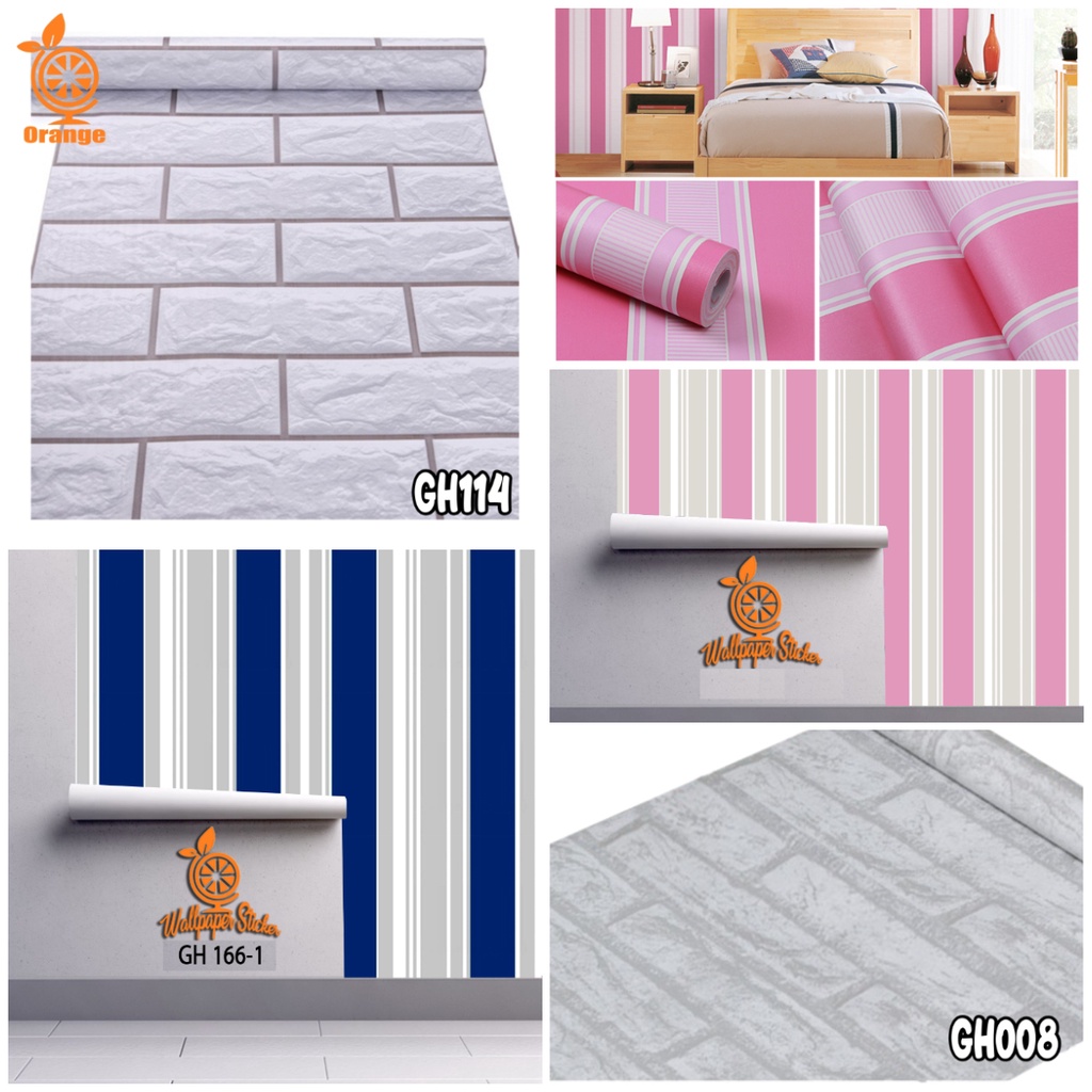 Wallpaper Stiker Wallpaper Dinding Wallpaper dinding Anak Gh Premium Quality 45cm x 9meter Salur Elegan - Unikdekorasi