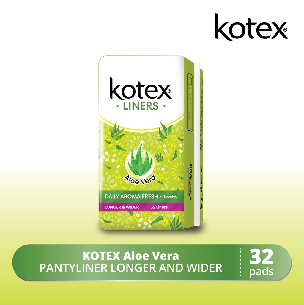 Kotex Liners Aloe Vera Longer &amp; Wider 32s