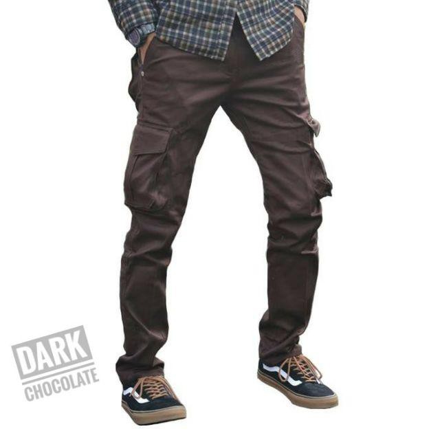 Celana Cargo Panjang Cargo Pants Skinny Pensil Gaya Kasual untuk Camping/Hiking/Outdoor Banyak Saku