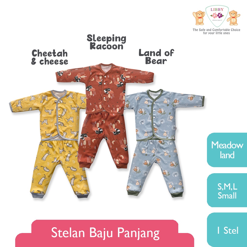 Baju Bayi Setelan Anak Perempuan Laki Laki Set Panjang Libby Meadow Land (1 stel)