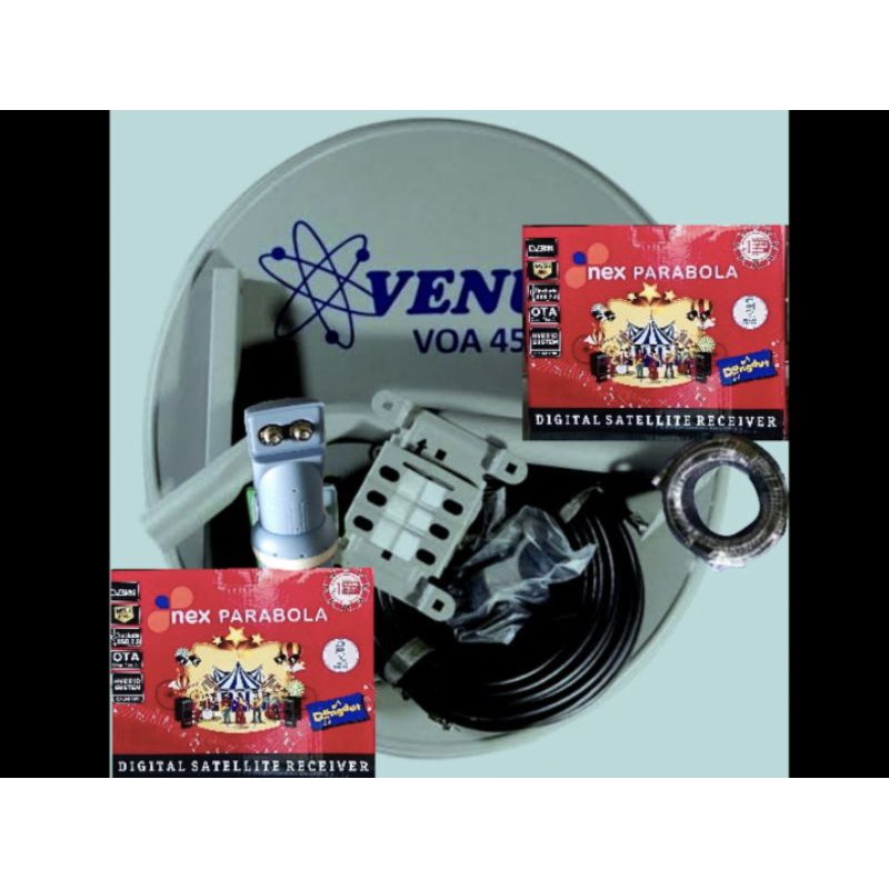 PAKET LENGKAP NEX PARABOLA UNTUK 2RECIEVER DUAL OUT
