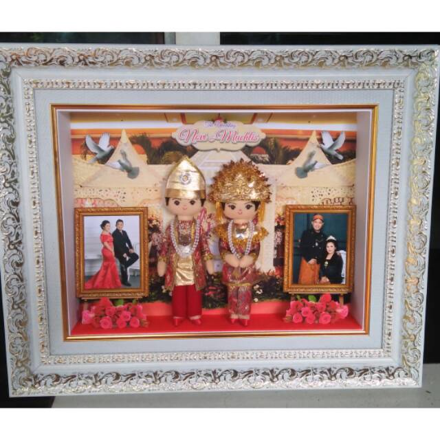 mahar souvenir kado pernikahan pengantin boneka flanel adat palembang