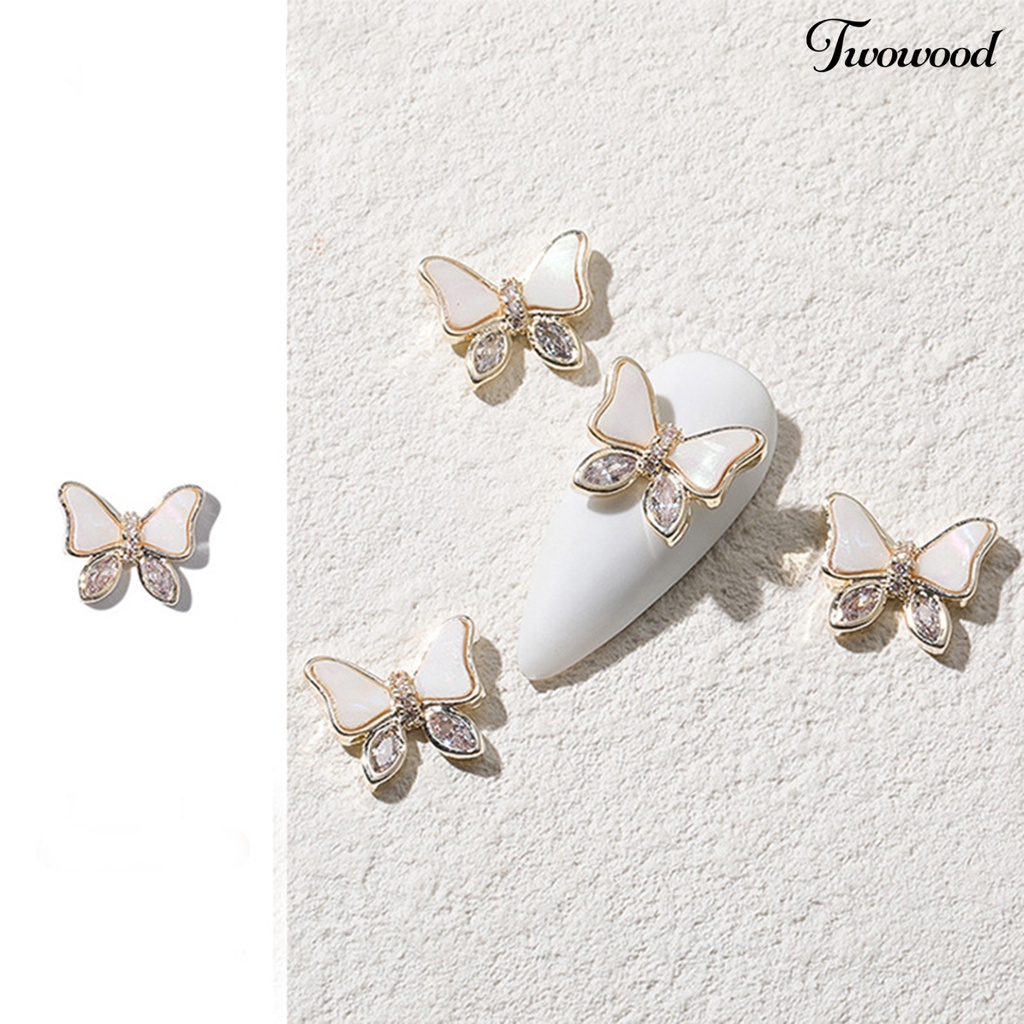 2 Pcs / Set Ornamen Kuku 3D Gloss Kupu-Kupu Untuk Dekorasi Manicure Wanita