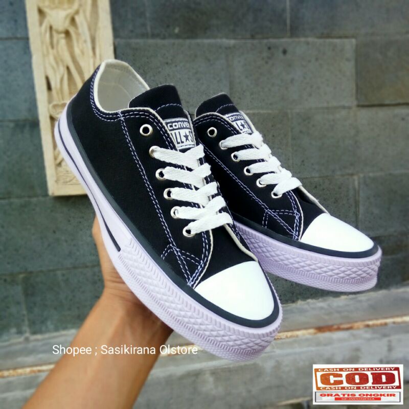 COD !! Sepatu Converse AllStar pendek / Sepatu warna hitam putih klasik / Sepatu wanita pria - terpopuler-3