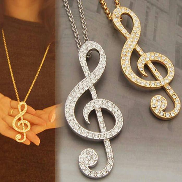 Stok Terbatas Kalung Panjang Musik Note Music Crystal Cewe / Cowo