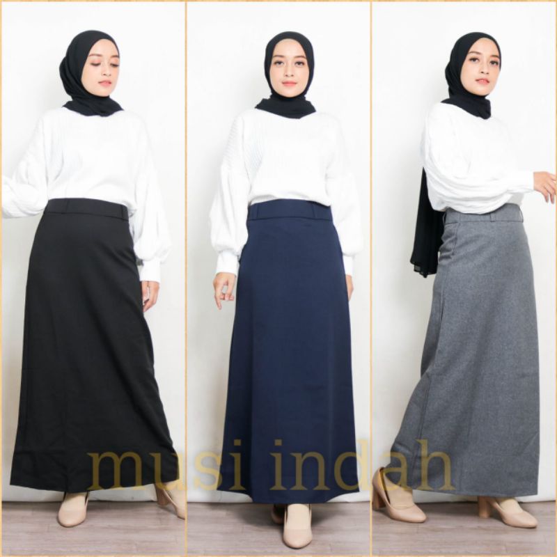 Rok Kerja Panjang Hitam Rok A Line Bahan Formal Kantor