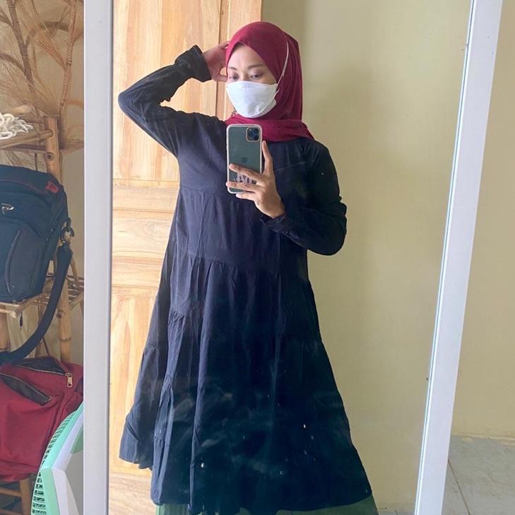 Ready T0I70 Atasan tunik Cempaka Full Rufle Safina Midi Dress Rayon T0I