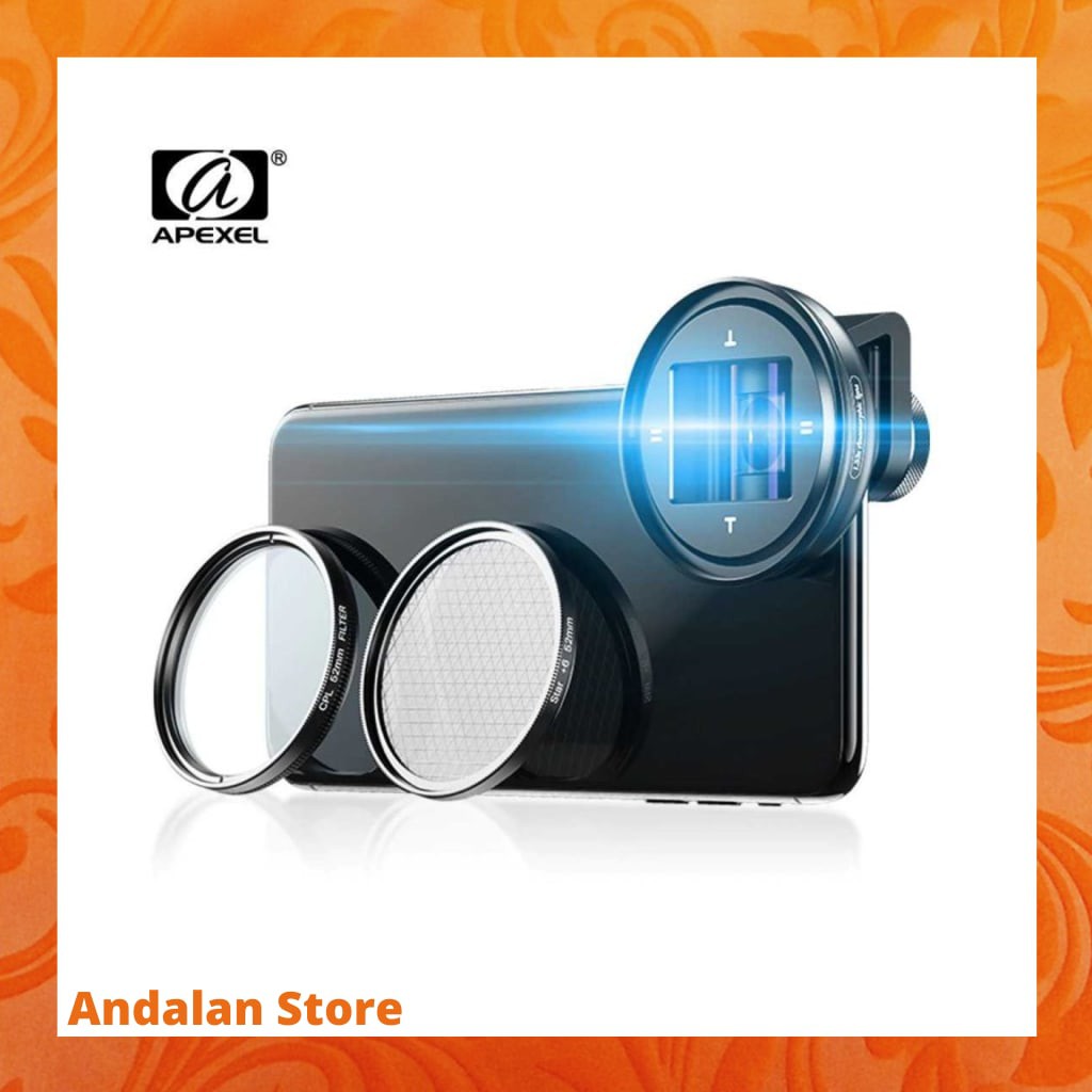 APEXEL Lensa Smartphone Anamorphic Lens 1.33x with CPL and Star Filter