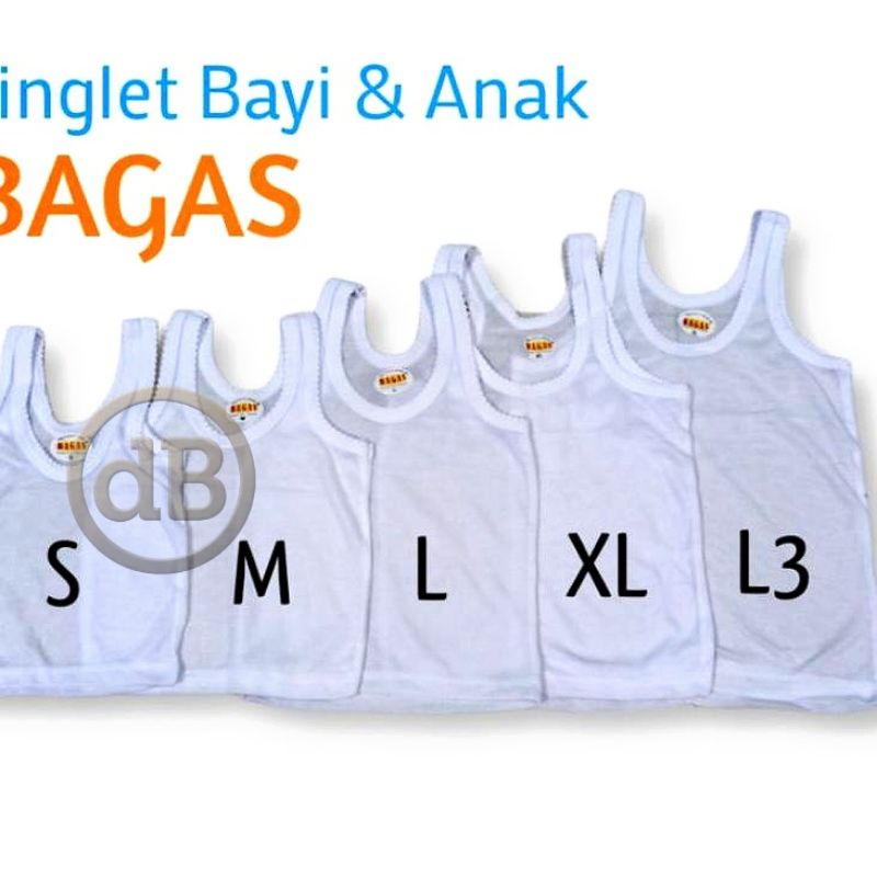 MURAH!!! 3 Pcs 6Pcs Singlet Bayi Putih Singlet Anak Balita Polos Size S M L XL XXL X3L X4L Good Quality